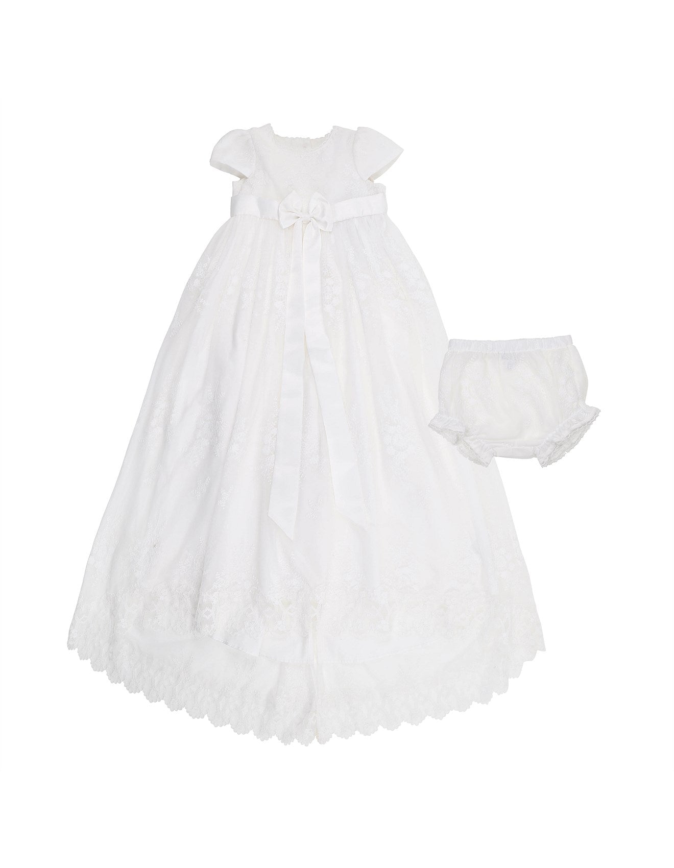 Open Back Christening Dress with Bloomer
