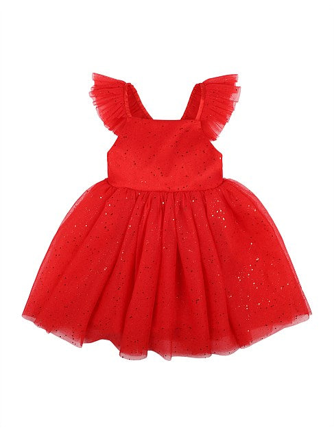 Party Red Glitter Tulle Dress