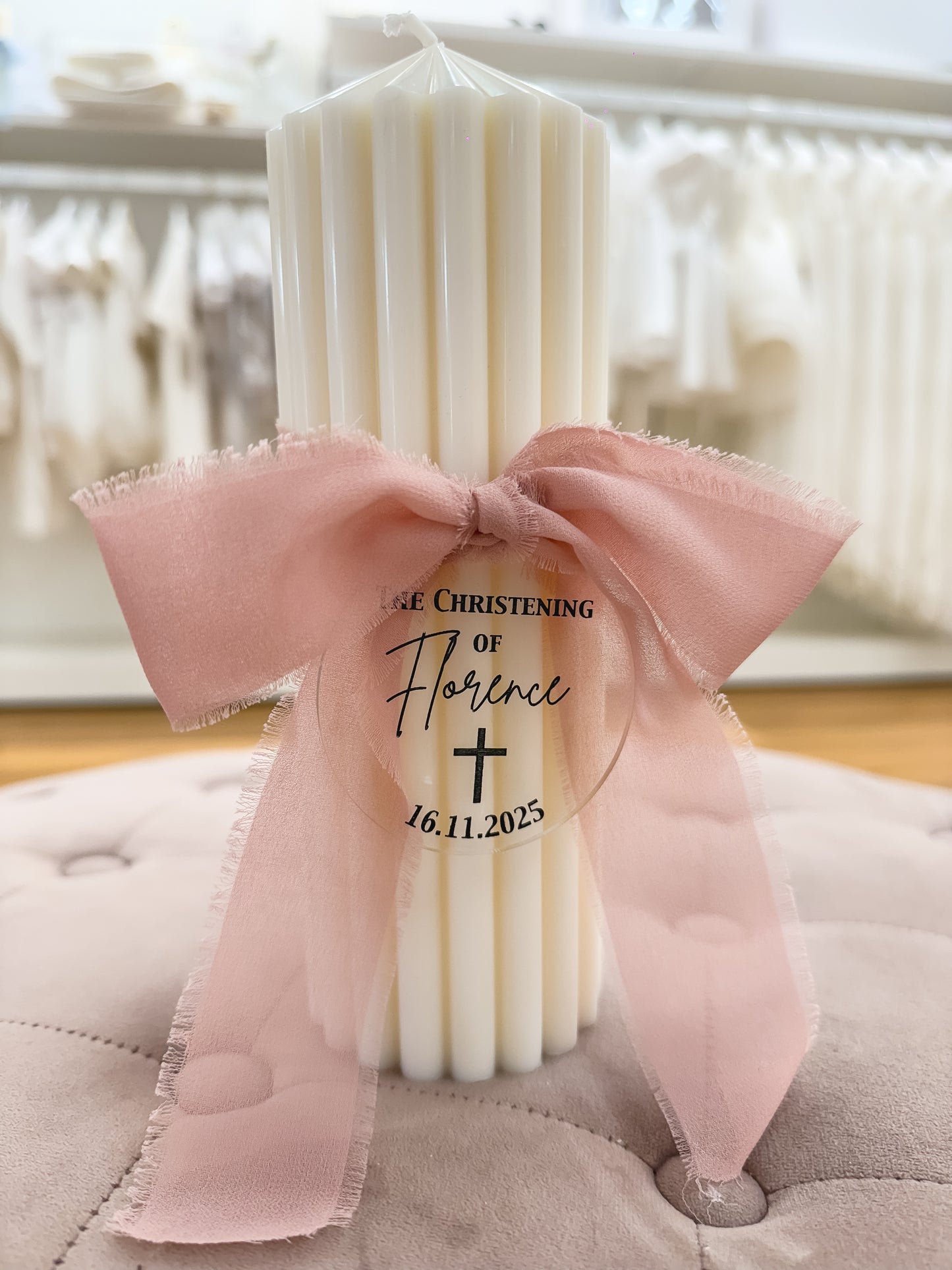 Circus Personalised Baptism Candle With Plaque