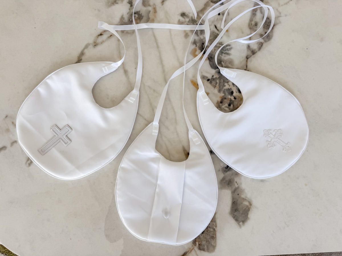 Christening Satin Bibs - Assorted