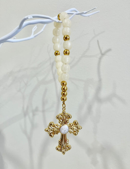 Gold Cross with Beads