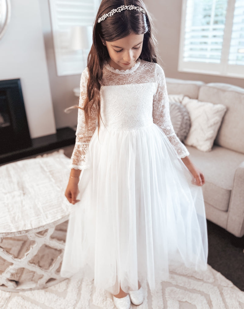 Melody Long Sleeve White Dress