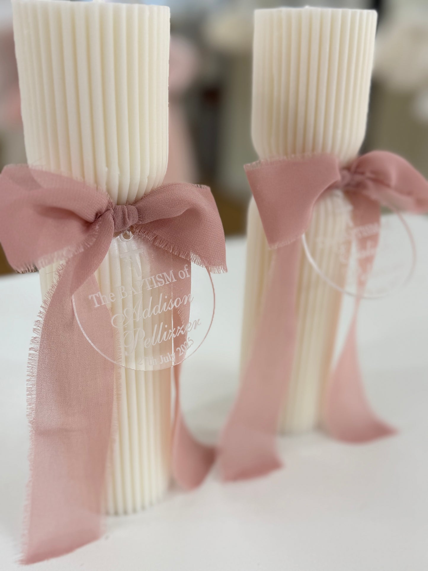 Hourglass Pillar Baptism Candle