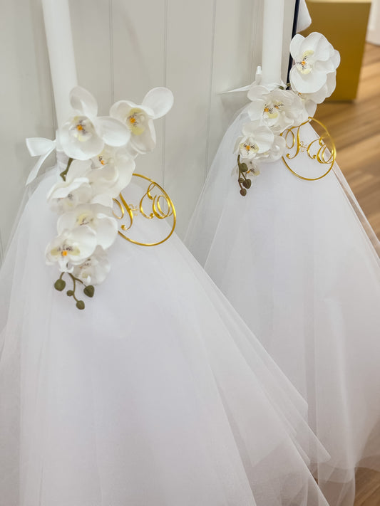 Orthodox Wedding/Christening Candle - Orchid & Tulle