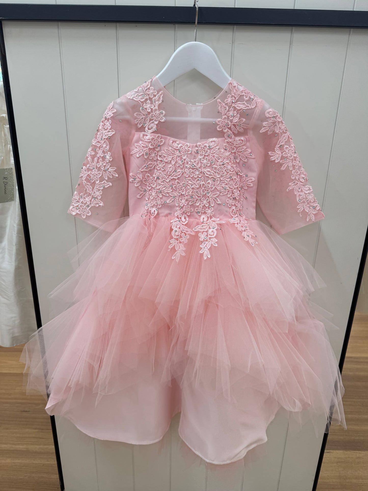 Mariah Dress- Pink Long Sleeve Lace Dress
