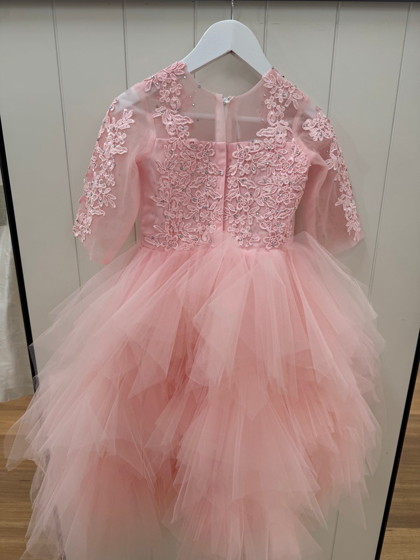 Mariah Dress- Pink Long Sleeve Lace Dress