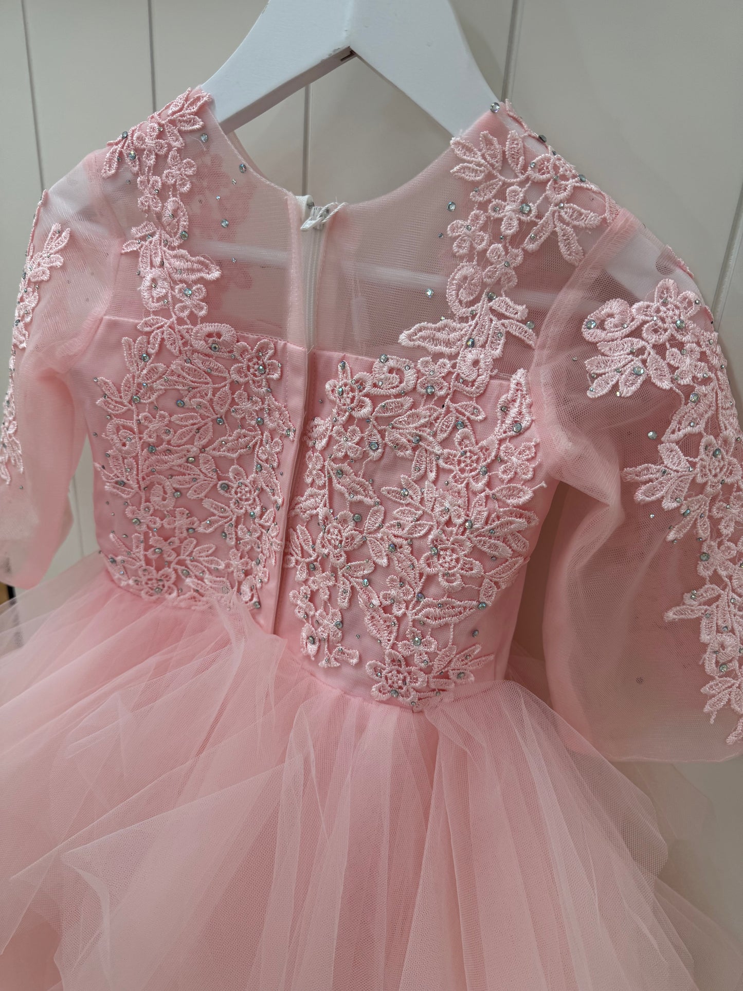 Mariah Dress- Pink Long Sleeve Lace Dress