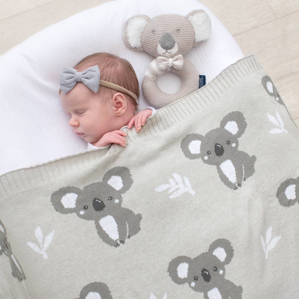 Knit Baby Blanket - Koala Grey