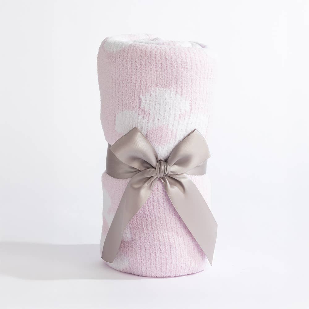 Chenille Blanket - Purple Flowers