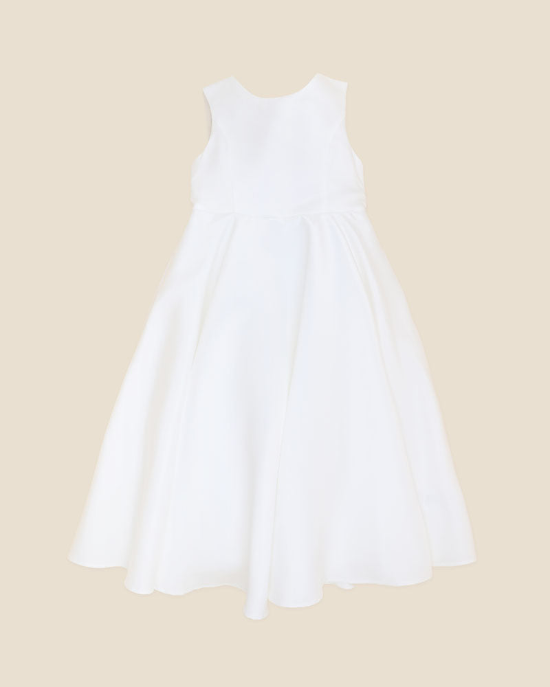 Ivory Duchess Satin Full Length Dress with Low Back
