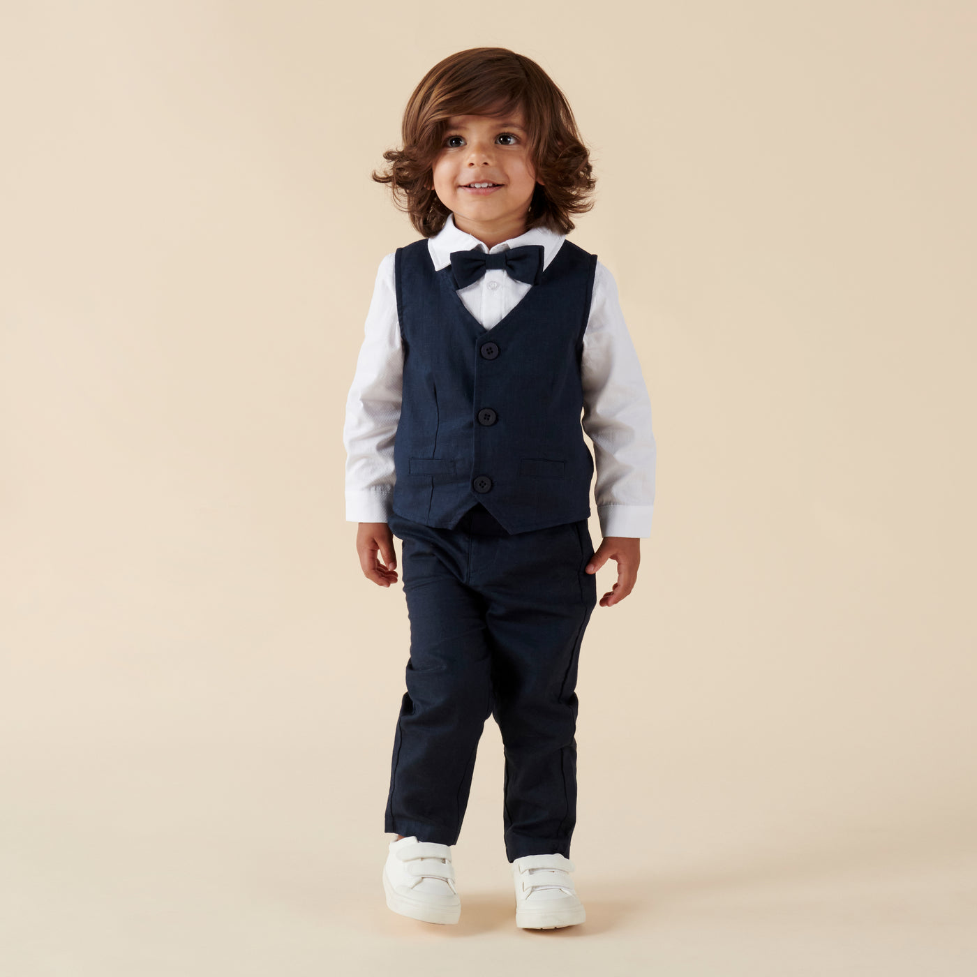 Toby Linen Vest - Navy