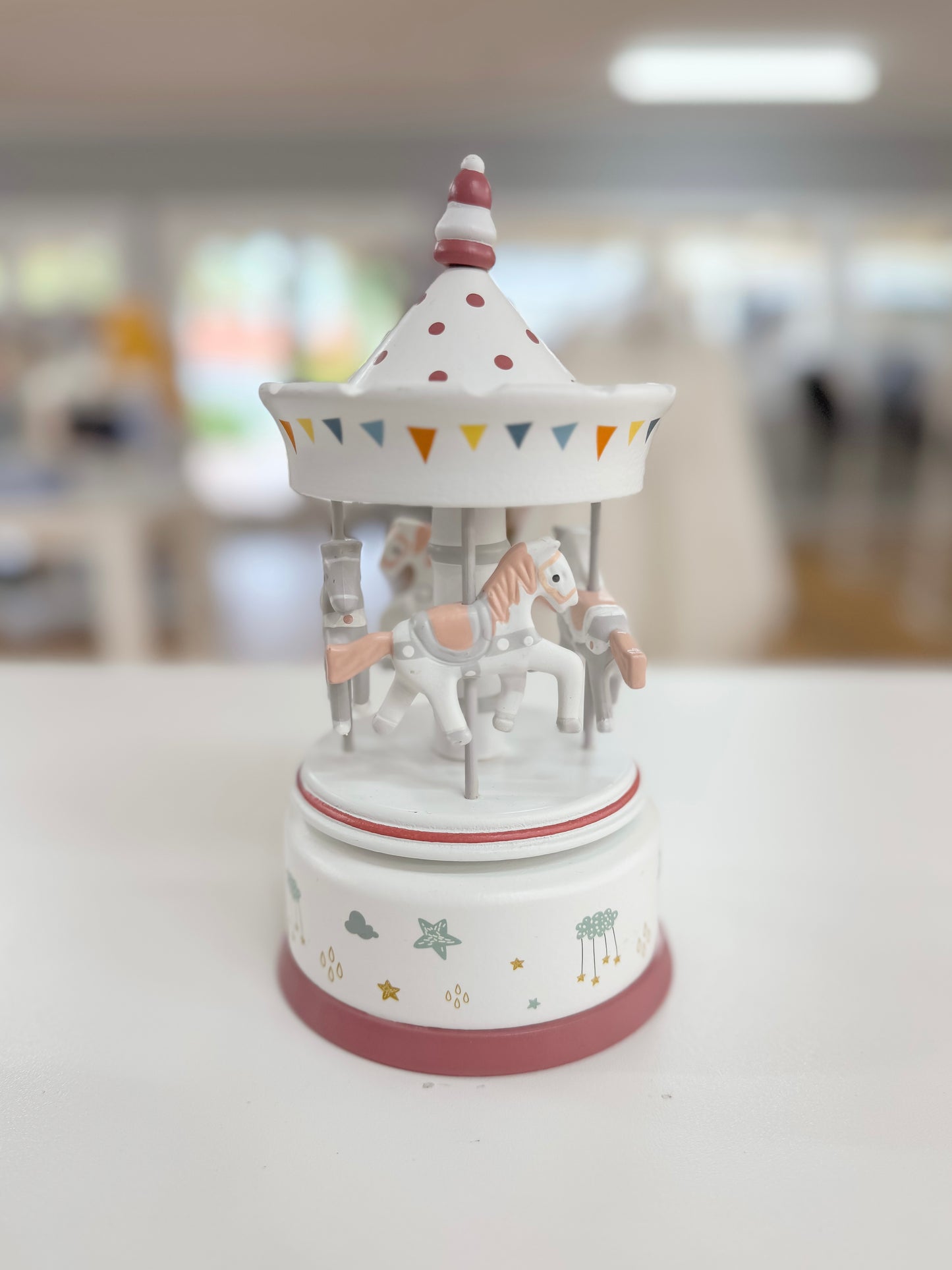 Horse Music Carousel- White/Pink