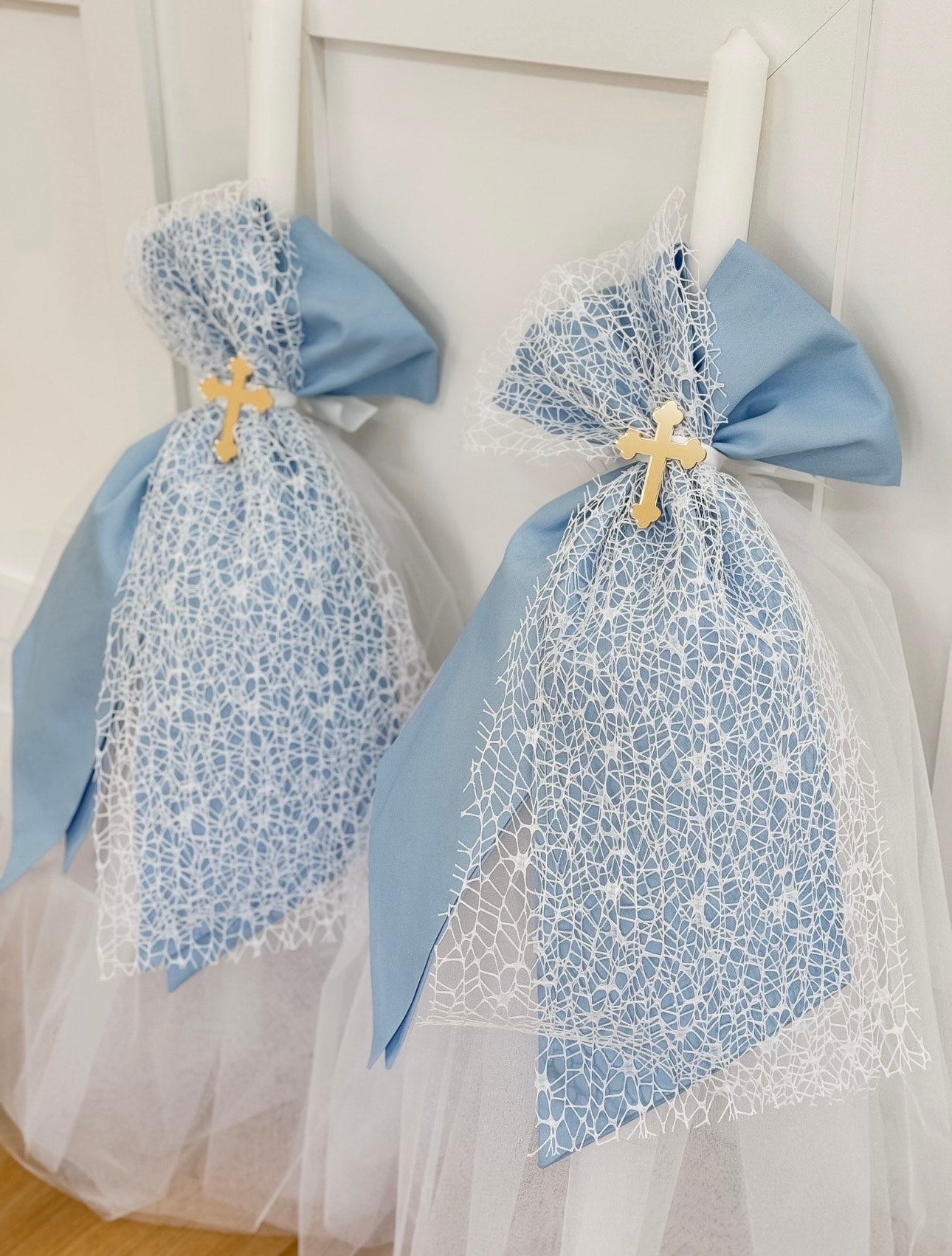 Orthodox Christening Candle - Layered Fabric