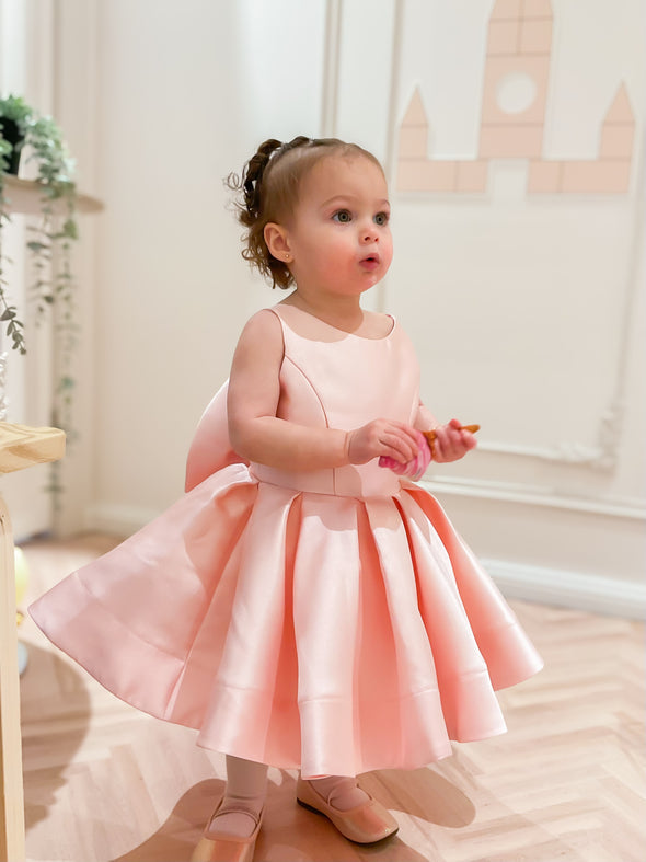 Charlotte Couture Dress in Mikado - Blush Pink