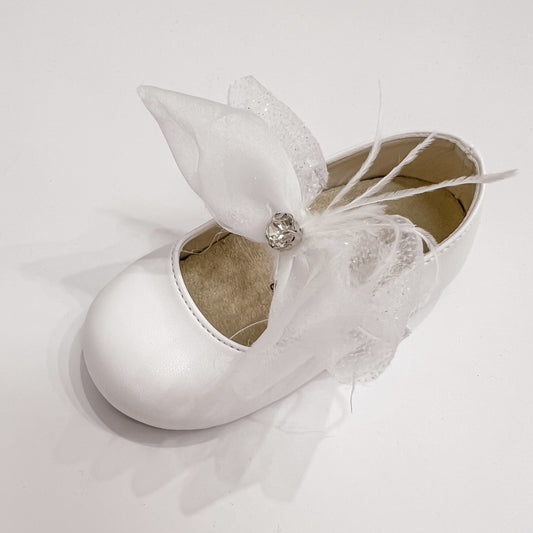 White Organza Handmade Bow Embellished Shoe