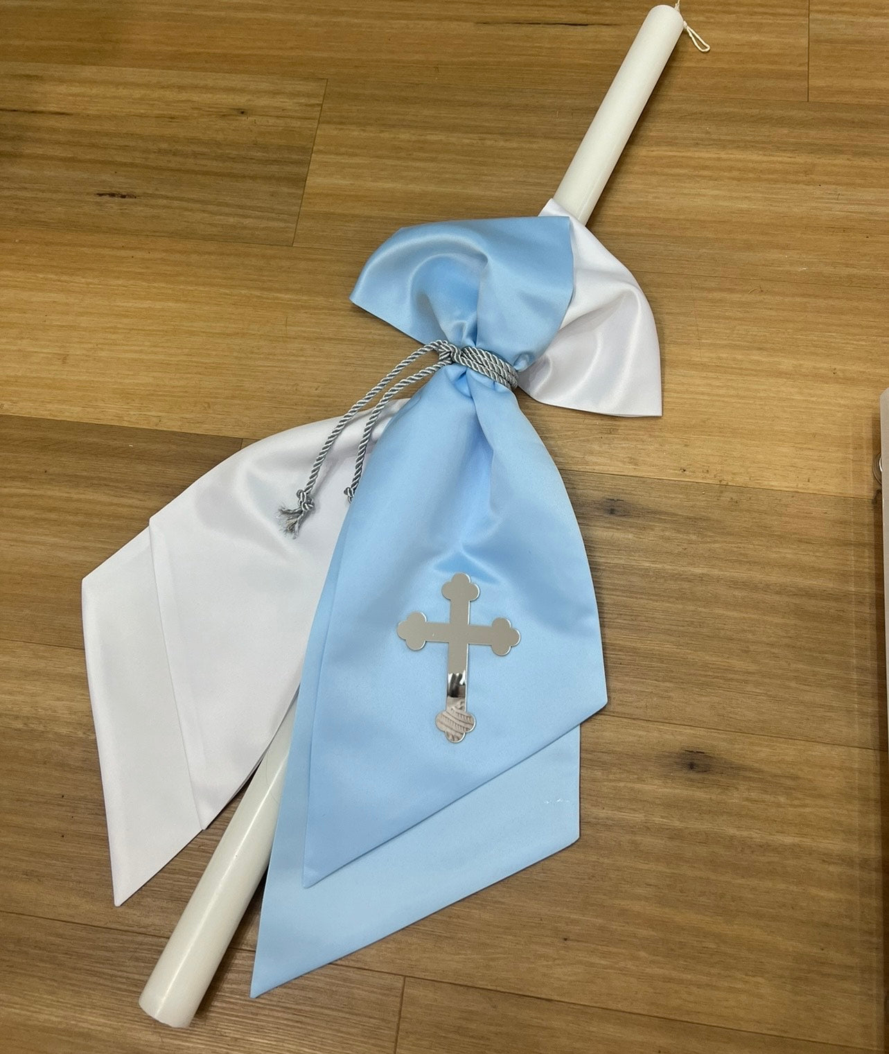 Orthodox Christening Candle - Layered Fabric