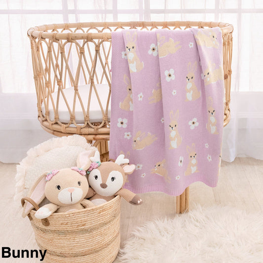 Knit Baby Blanket - Bunny