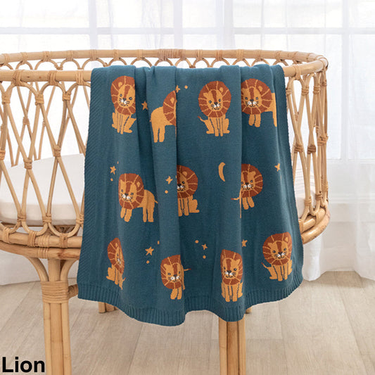 Knit Baby Blanket - Lion