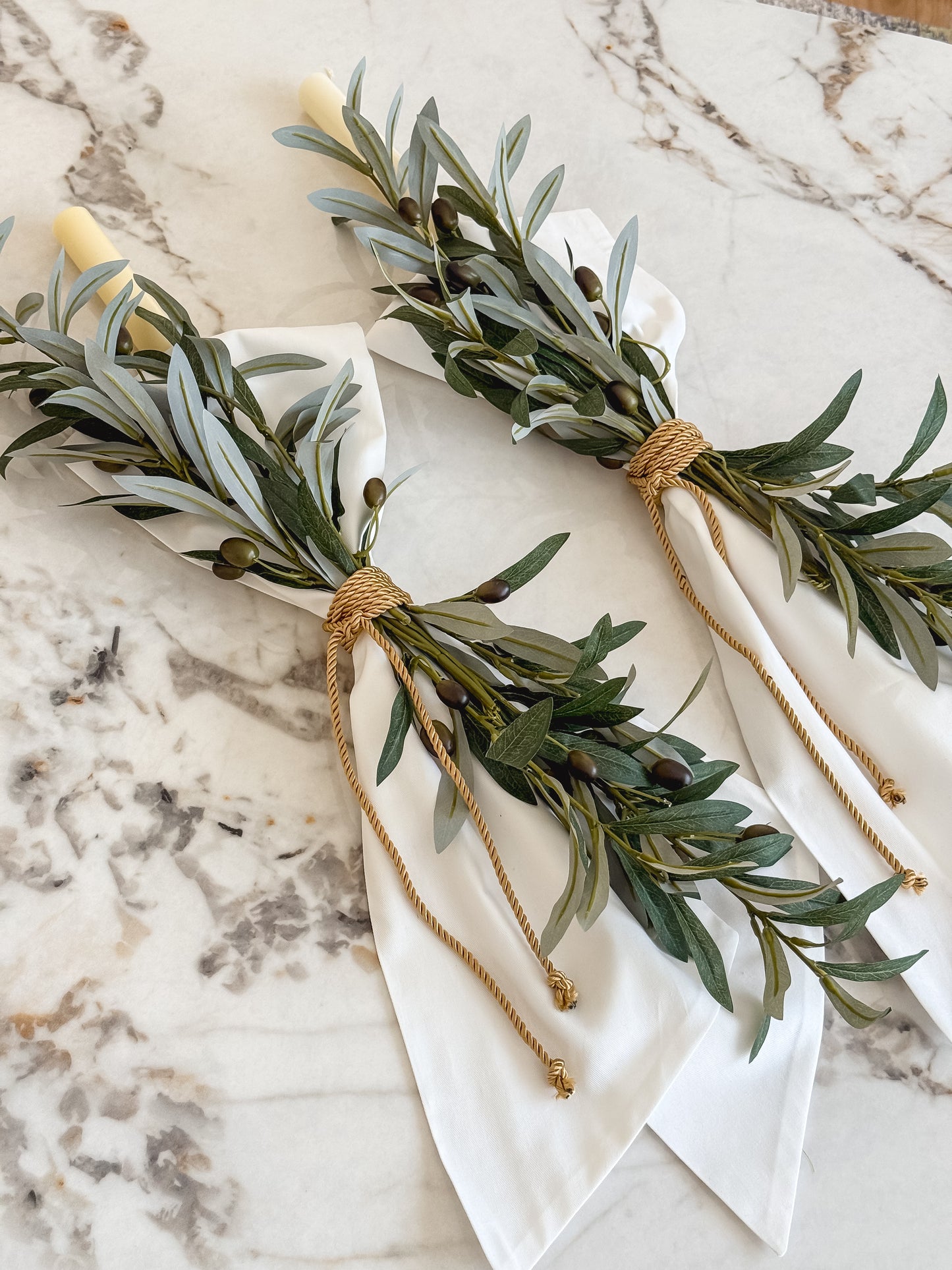 Orthodox Wedding/Christening Candle - Olive Leaf
