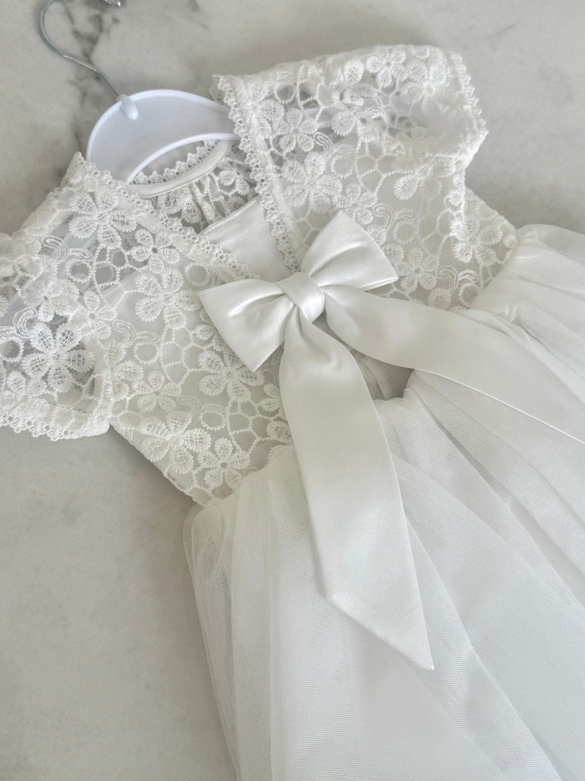 Lace Bodice Back Bow Dress