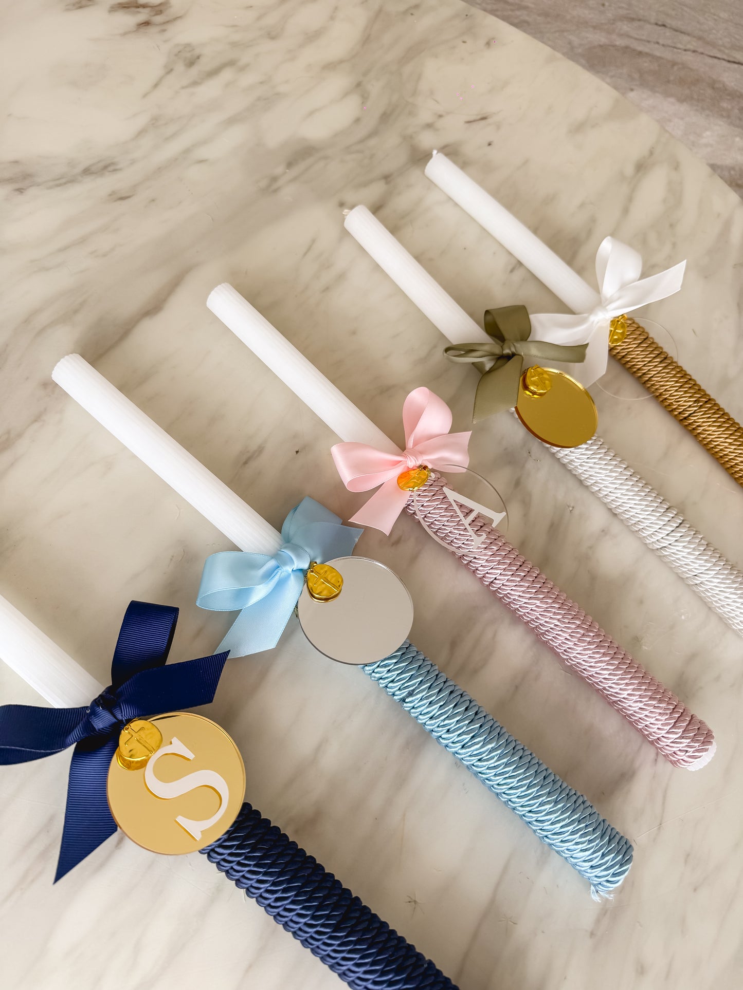 Easter candle - Personalised Initial Plaque