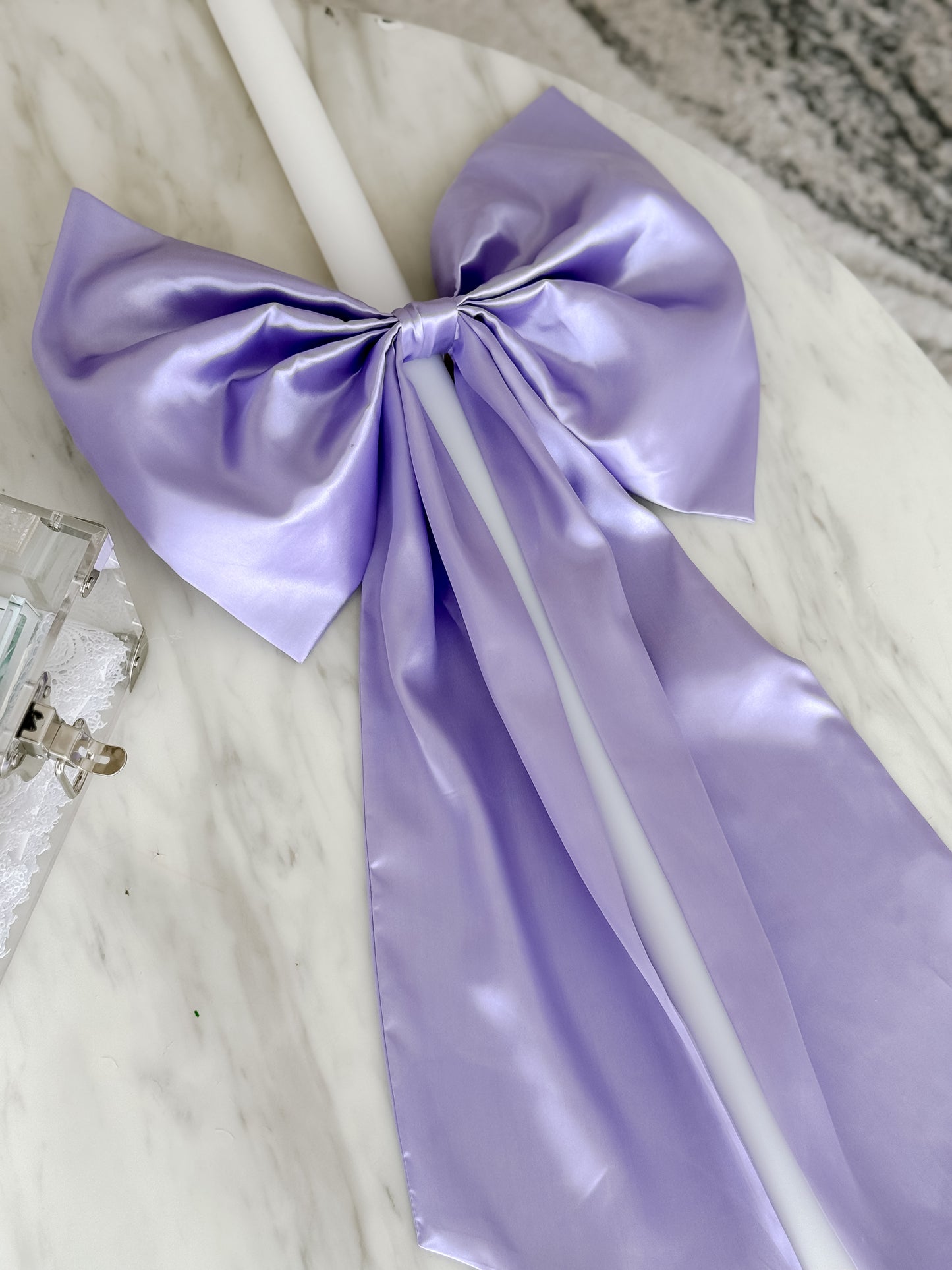Orthodox Wedding/Christening Candle - Fabric Bow
