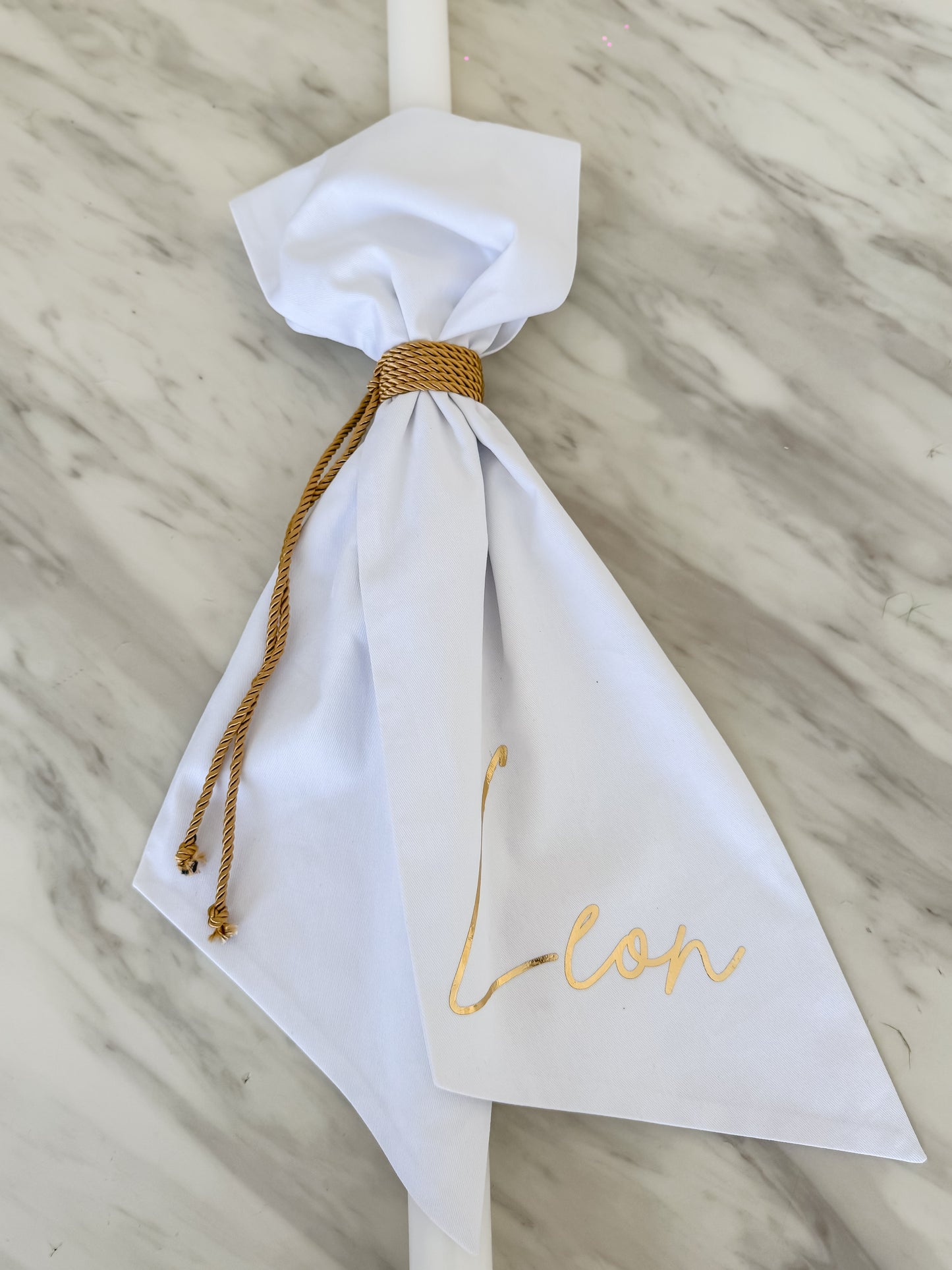 Orthodox Christening Candle - Personalised Gold Name