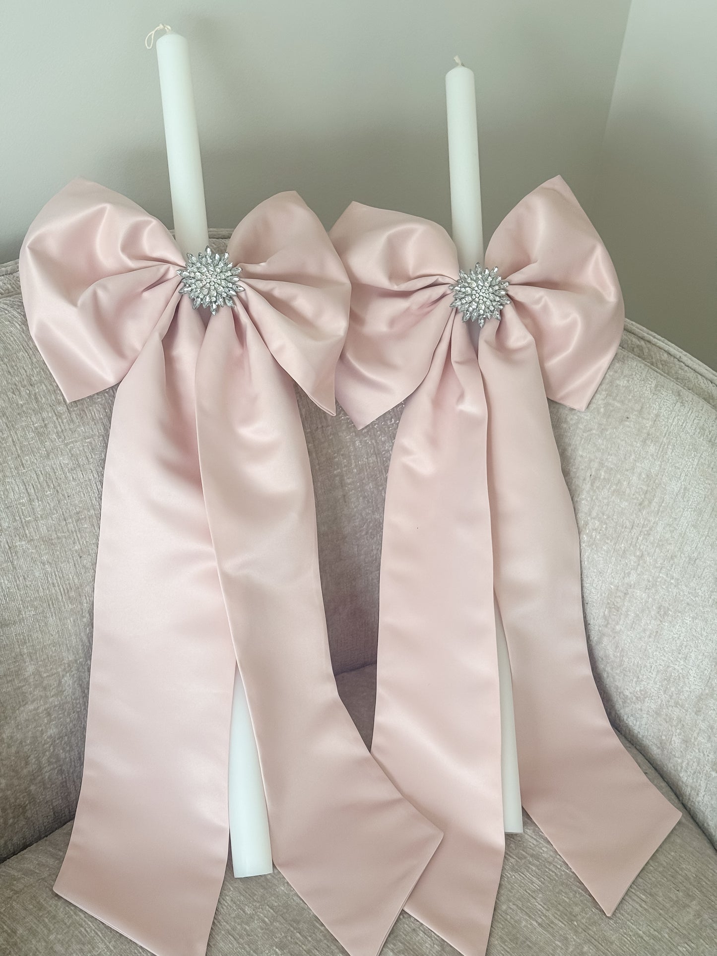 Orthodox Wedding/Christening Candle - Fabric Bow