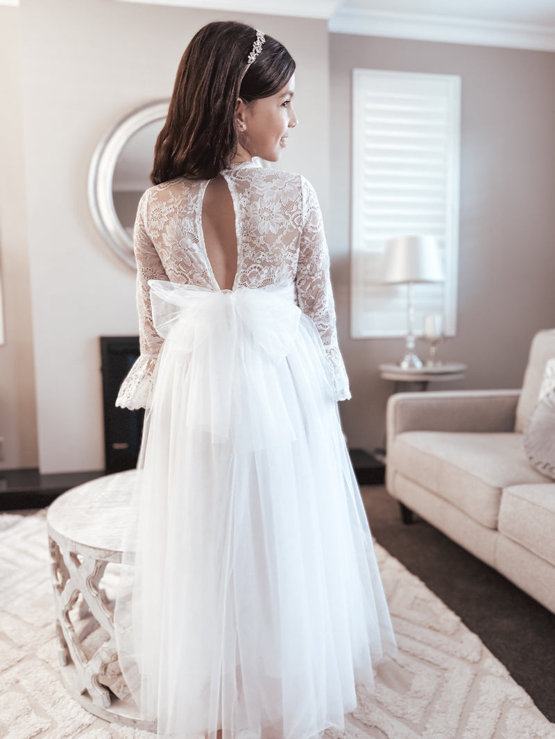 Melody Long Sleeve White Dress