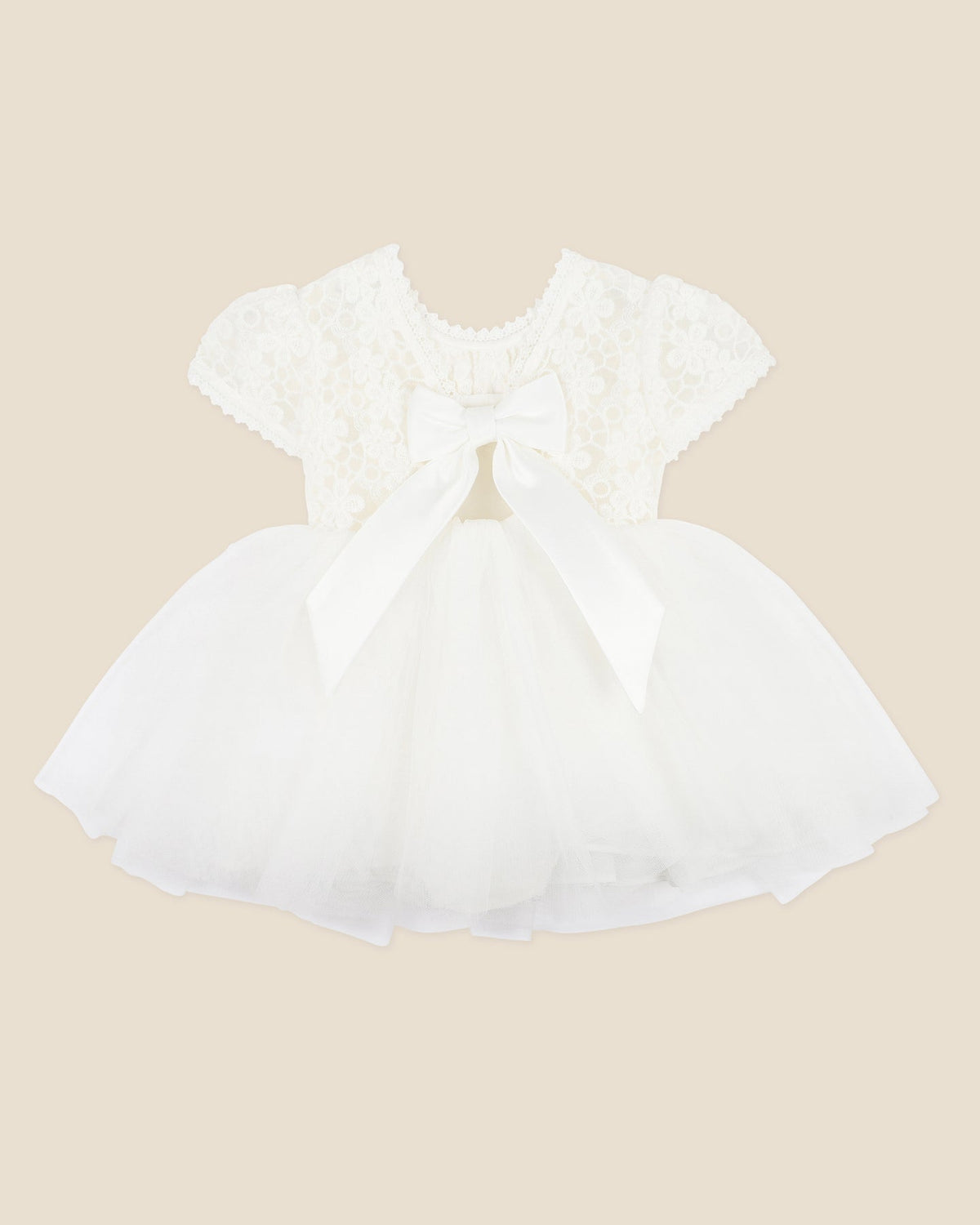 Lace Bodice Back Bow Dress