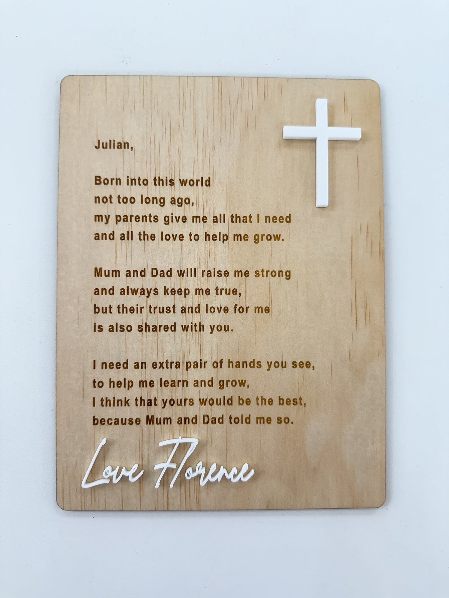 Godparent Poem Timber Personalised Plaque