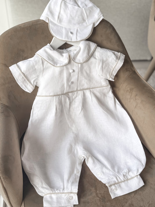 Lorenzo Linen Christening Romper