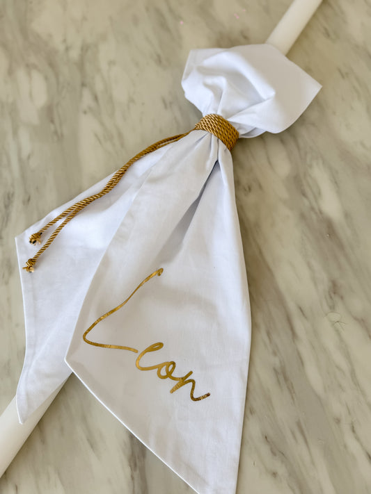Orthodox Christening Candle - Personalised Gold Name