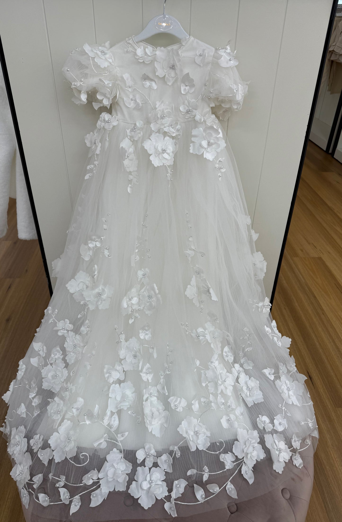 Milena 3D Floral Lace Christening Gown PRE-ORDER