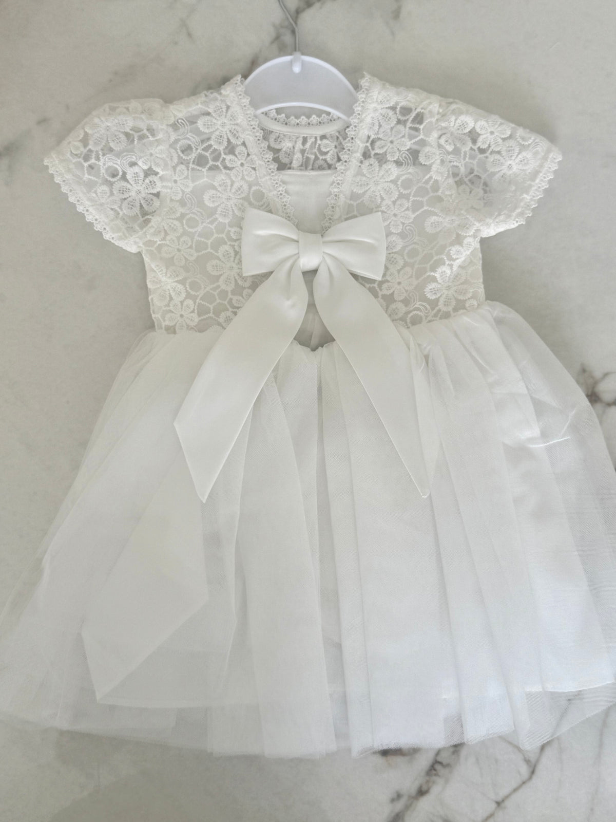 Lace Bodice Back Bow Dress