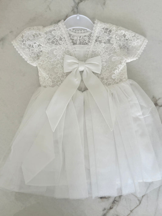 Lace Bodice Back Bow Dress