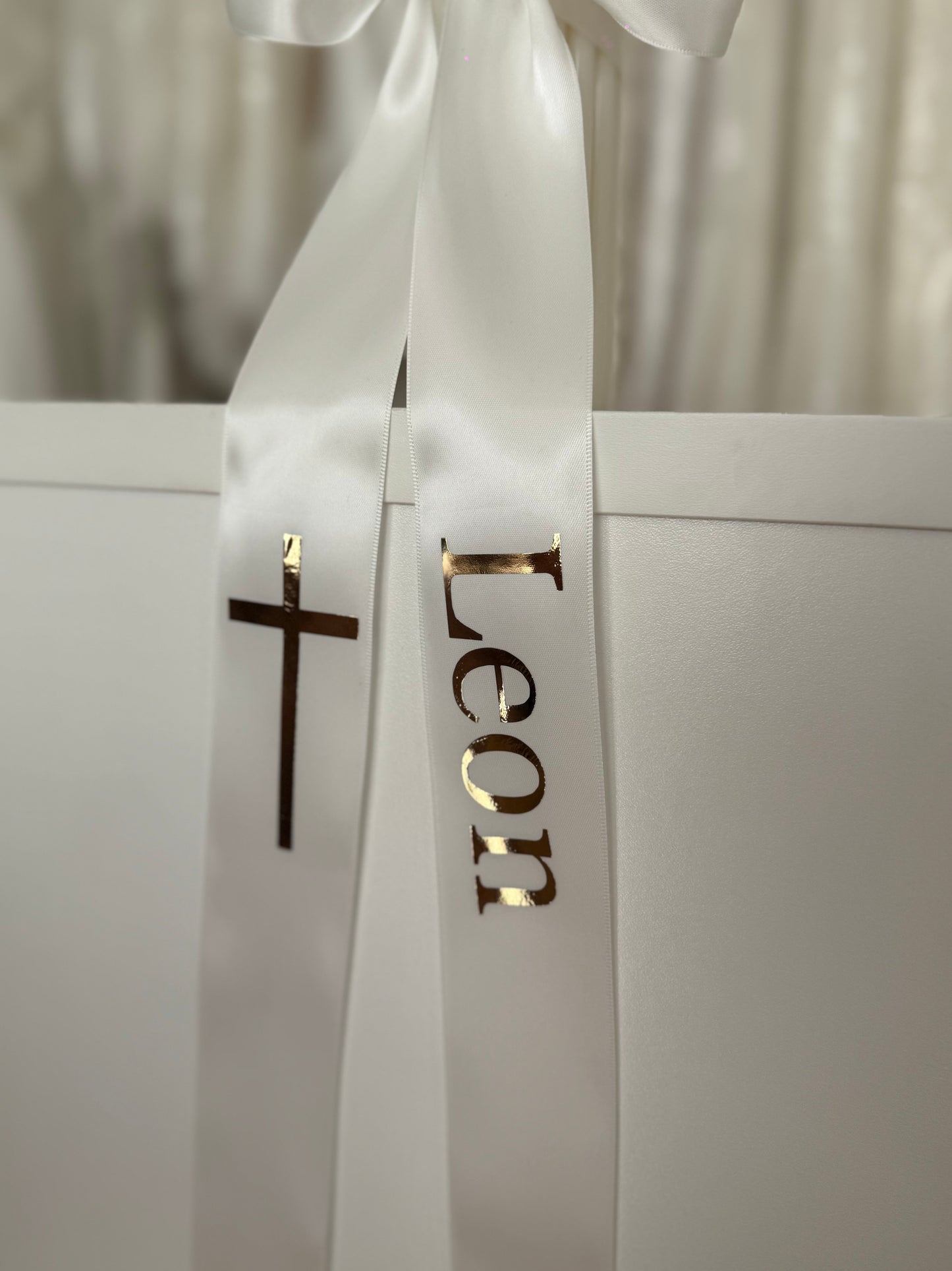Luxe Ribbed Baptism Candle with Long Personalised Bow