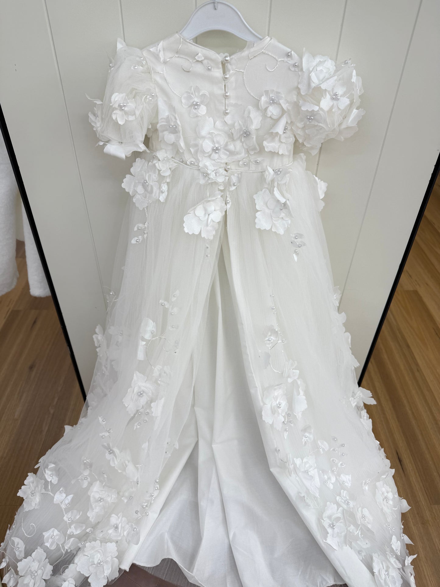 Milena 3D Floral Lace Christening Gown PRE-ORDER