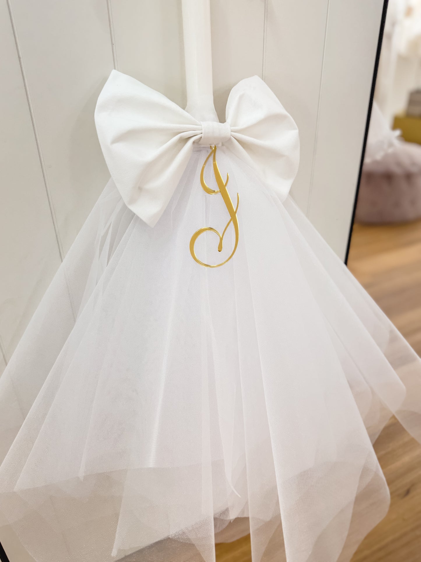Orthodox Christening Candle - Fabric Bow