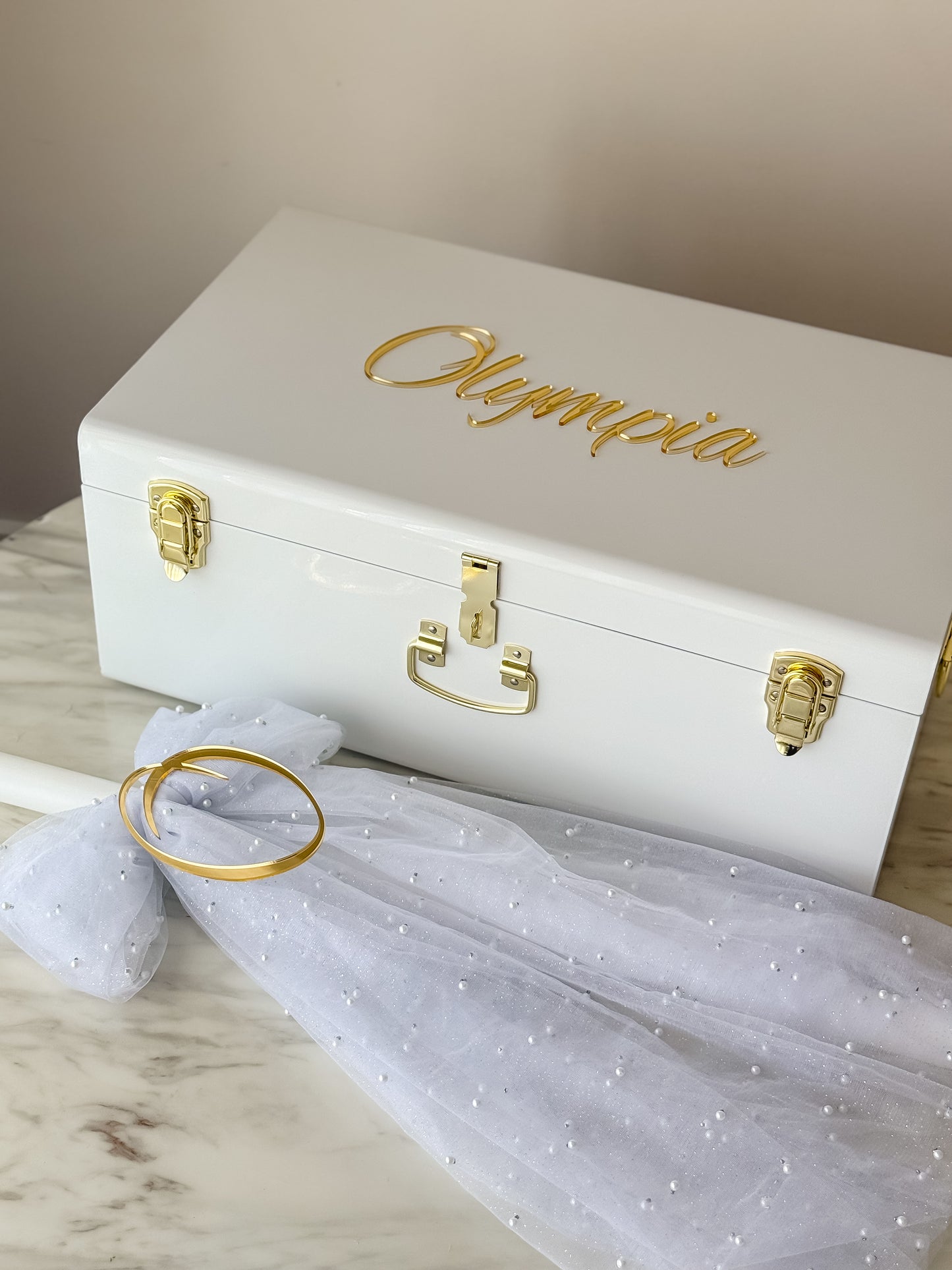 Orthodox Christening Candle - Tulle Bow