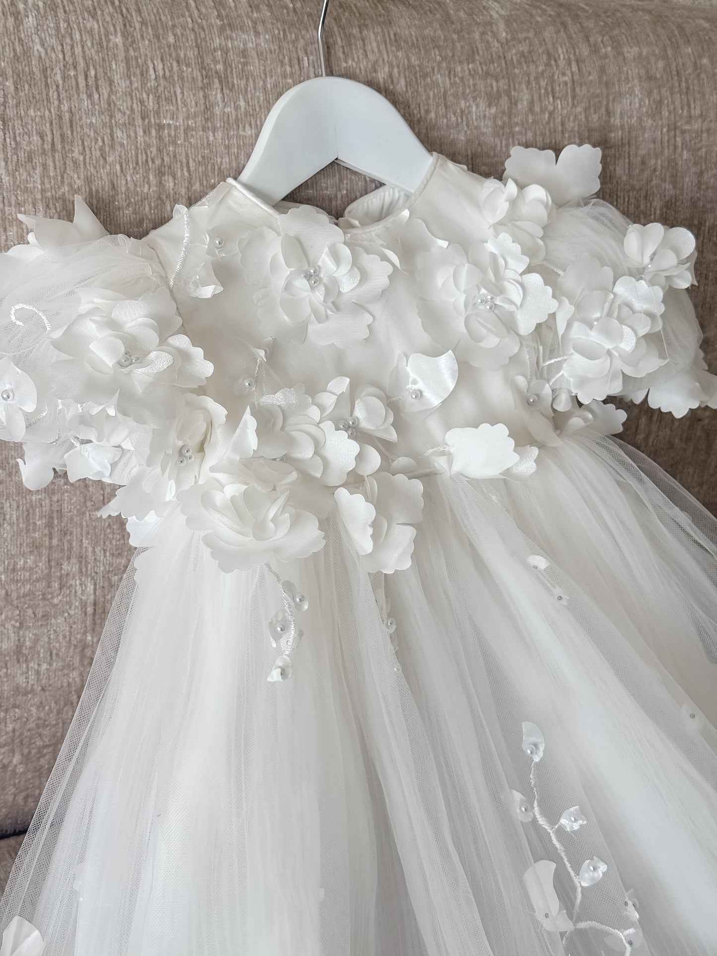 Milena 3D Floral Lace Christening Gown PRE-ORDER