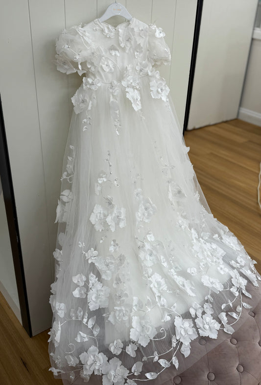 Milena 3D Floral Lace Christening Gown PRE-ORDER