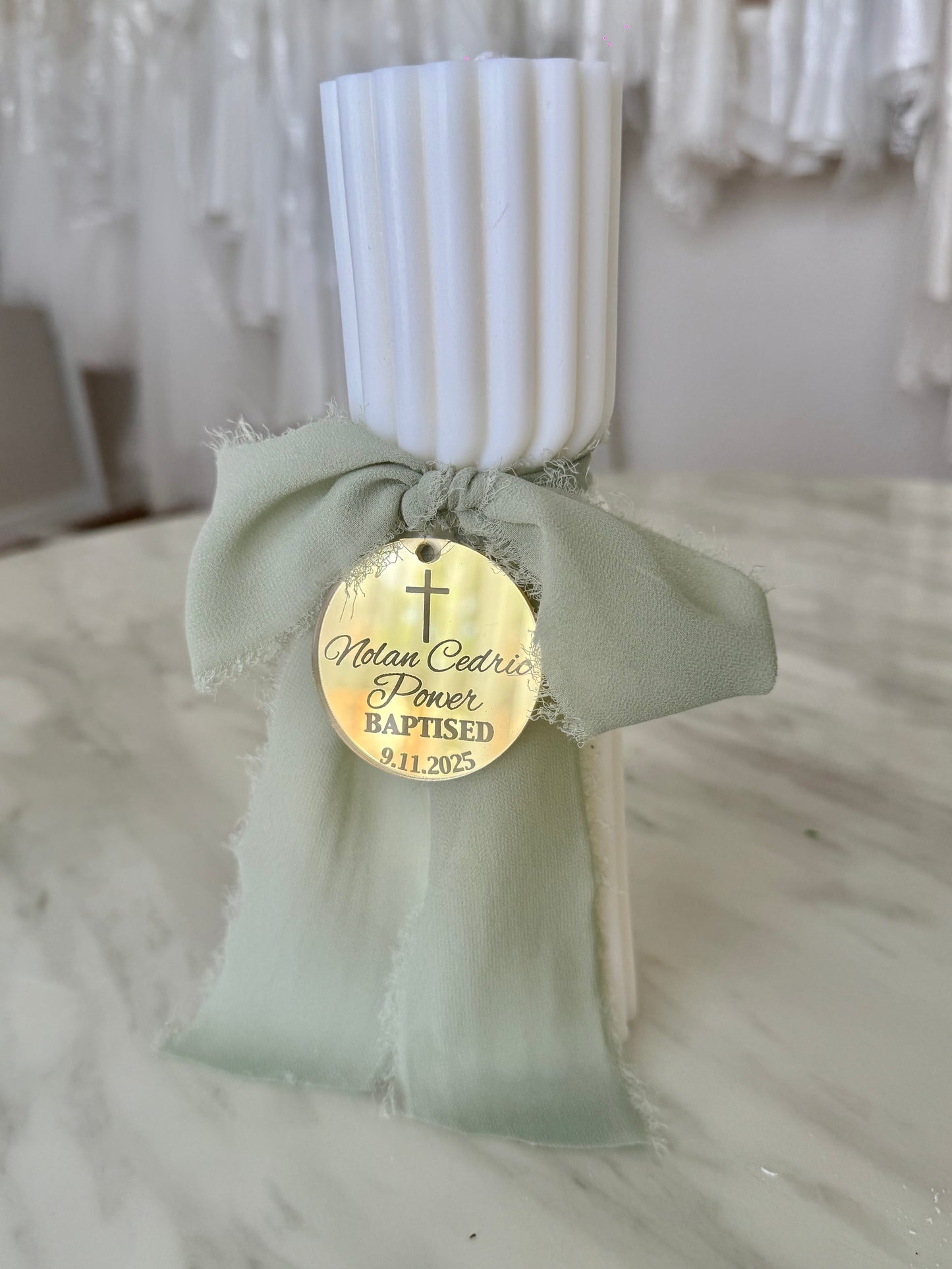 Hourglass Pillar Baptism Candle