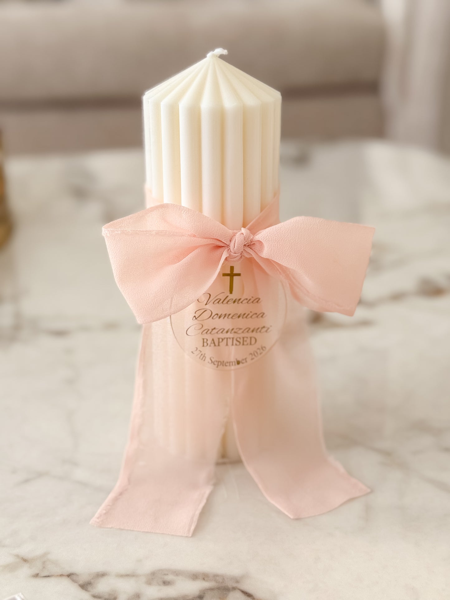 Circus Personalised Baptism Candle With Plaque
