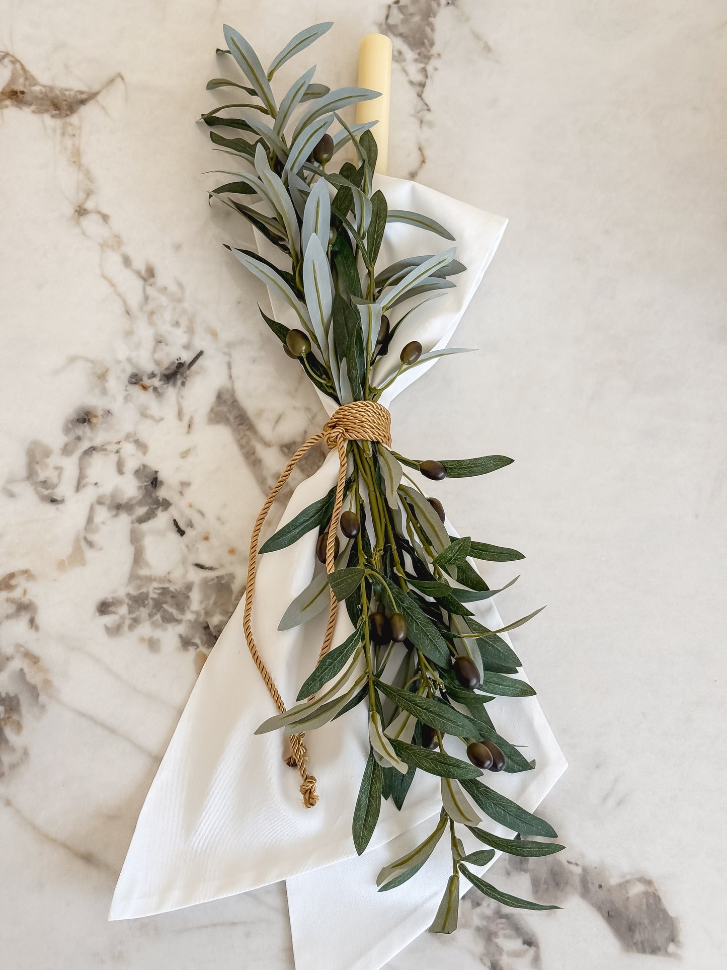 Orthodox Wedding/Christening Candle - Olive Leaf