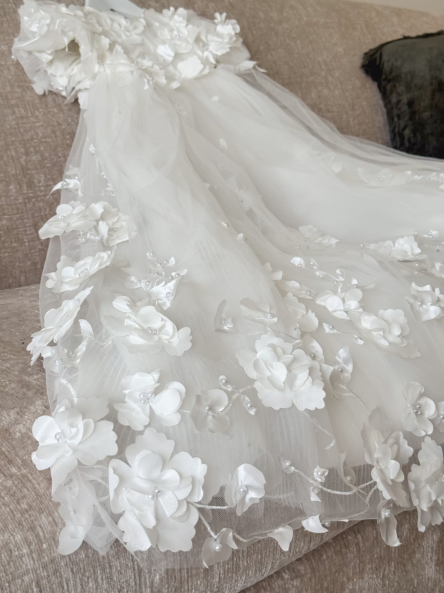 Milena 3D Floral Lace Christening Gown PRE-ORDER