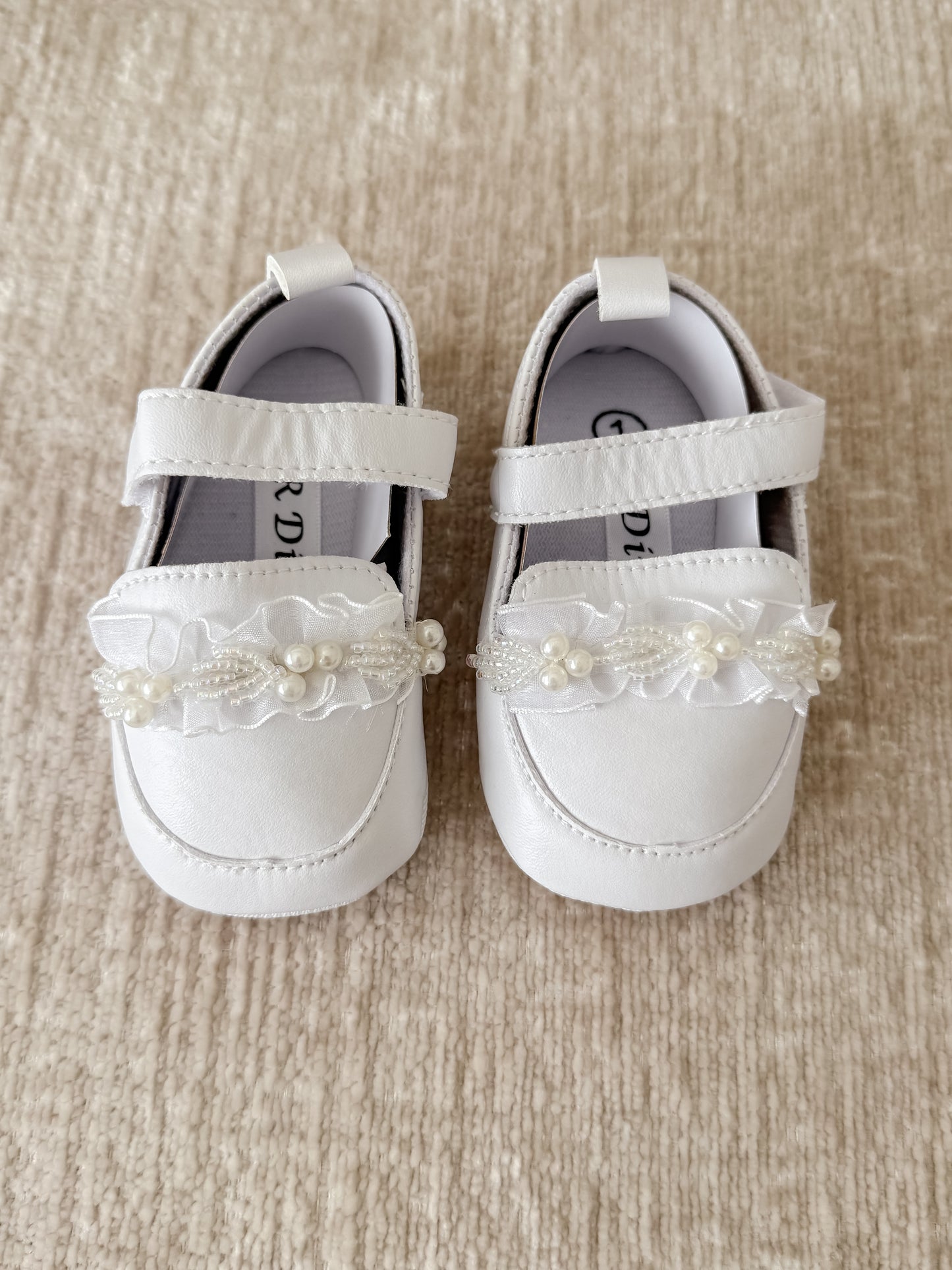 Christening White Beaded Shoe