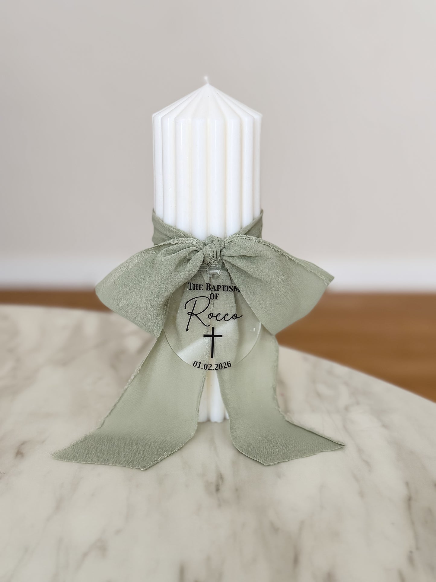Circus Personalised Baptism Candle With Plaque