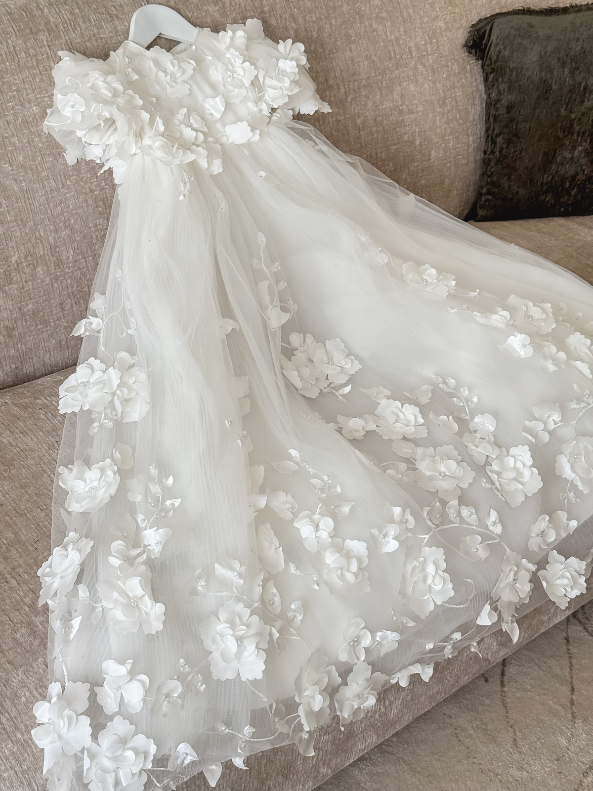 Milena 3D Floral Lace Christening Gown PRE-ORDER