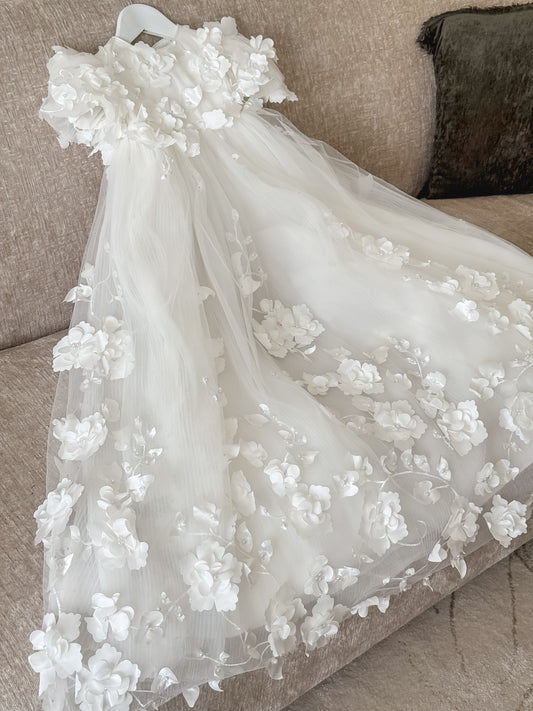 Milena 3D Floral Lace Christening Gown PRE-ORDER